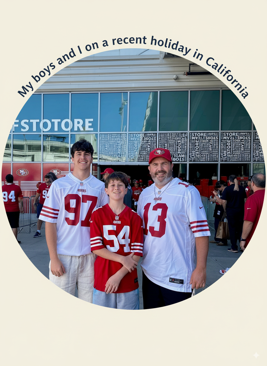 Peter with his boys at a recent holiday in California